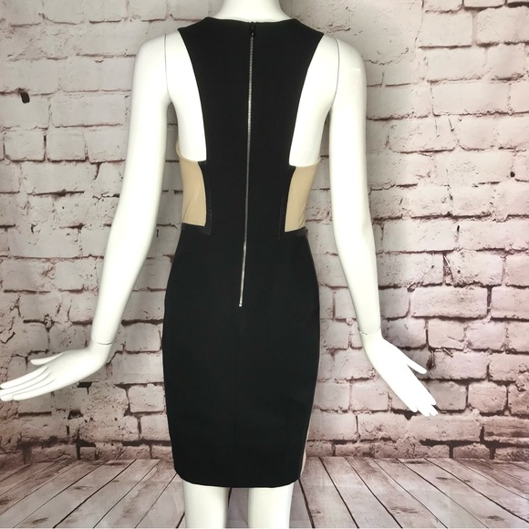 RAG & BONE Piper Leather Trim Mesh Panels Mini Sheath Dress Black and Tan Size 2 - Picture 14 of 16